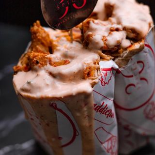 Medium chicken shawarma with double sausage