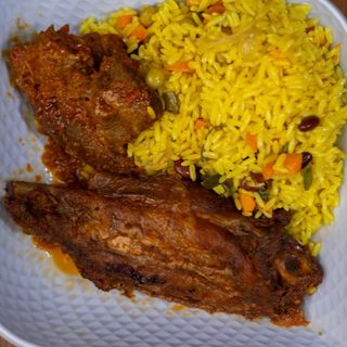 Fried rice, chicken and Turkey