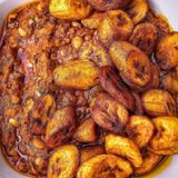 Beans Porridge, Plantain & Fish