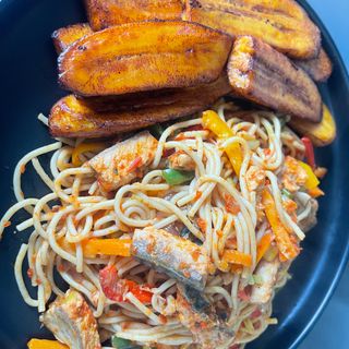 Titus fish pasta and plantain combo
