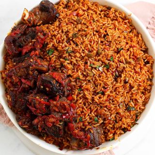 Jollof rice + 2 beef