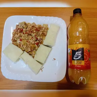 Boiled Yam + Egg sauce + 5 Alive