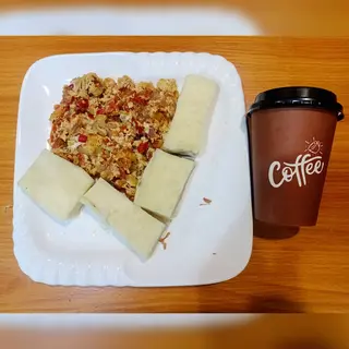 Boiled Yam + Egg sauce +Coffee