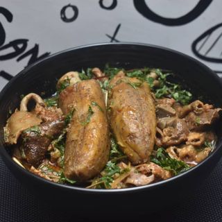 Plantain with assorted pepper soup