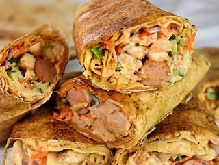 One sausage chicken shawarma