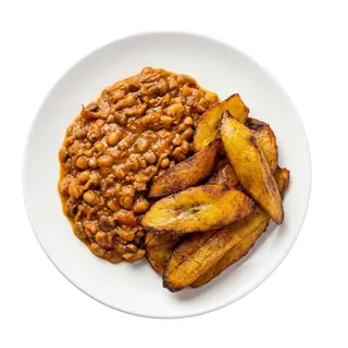 Porridge beans and fried plantain