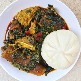 POUNDED YAM WITH EFO RIRO