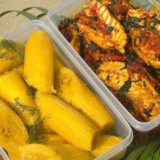 Boiled Plantian with fish sauce 2litre each