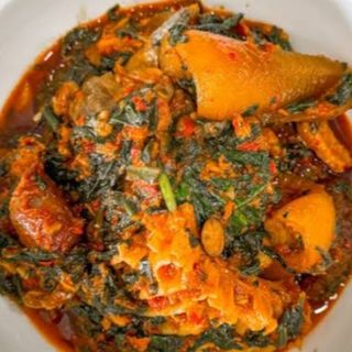 White rice and Efo riro 