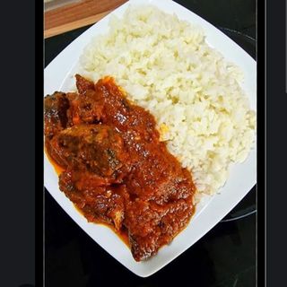 White rice and stew+beef