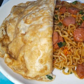 Special Noodles and fried Egg.