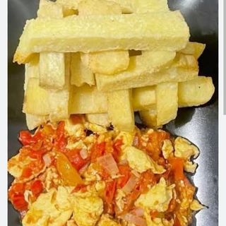 Fried Yam and egg sauce