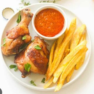 Chicken and fried Yam chips