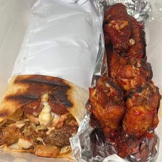 Single sausage shawarma+ chicken wings