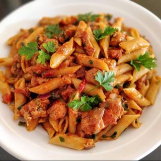 Stir fried chicken penne pasta