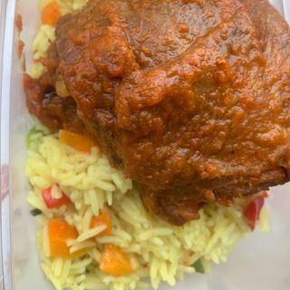 Basmati fried rice with plantain and turkey 