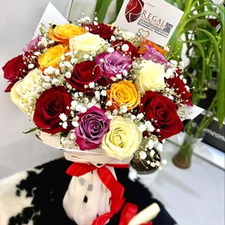 Mixed Roses and Million Stars Bouquet - Xsmall (10 roses)