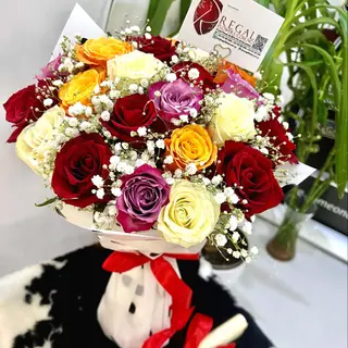 Mixed Roses and Million Stars Bouquet - Standard (25 roses)