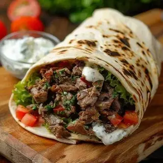 Beef shawarma with double sausage