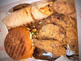 Mini shawarma mini burger and crispy wings