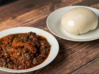 Pounded Yam With Preferred Soup and Mutton