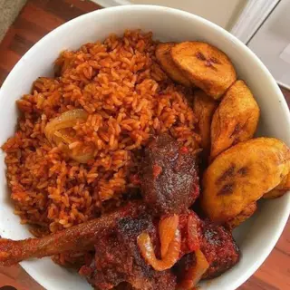 Jollof rice + Plantain + Chicken combo