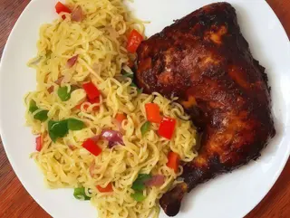 Noodles & BBQ chicken