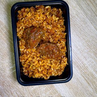 Jollof rice with beef