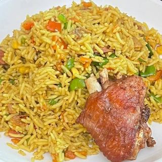 Fried Rice and Goat Meat