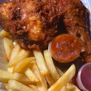 Mini pepper chicken and chips