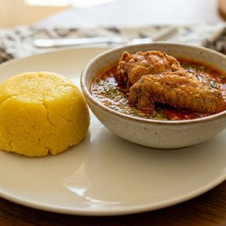 One Rap of eba with Ogbono and fried turkey