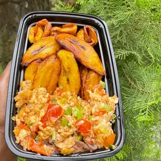 Plantain and egg sauce