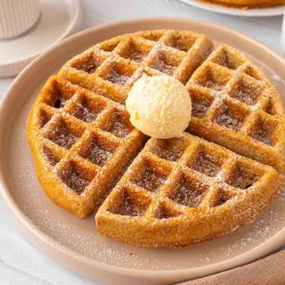 Plain waffles with ice cream