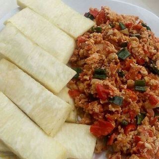Fried Yam with egg sauce