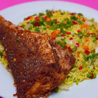 Fried rice & Croaker Fish