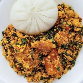 Semo with Egusi + Goatmeat