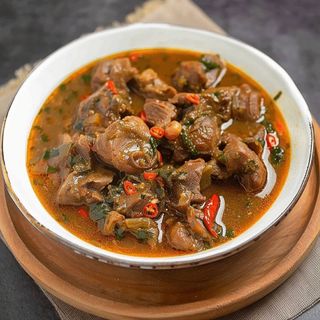 Cow head, pepper soup