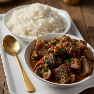 White rice and hot pepper soup