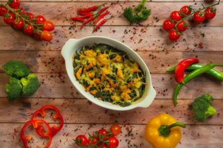 Szpinak zapiekany z kurczakiem