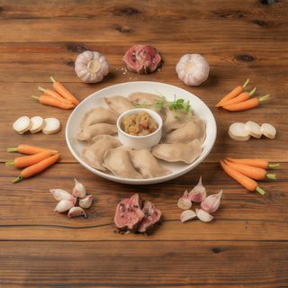 Pierogi gryczane z własnoręcznie mielonym mięsem wieprzowo-wołowym