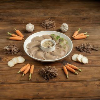 Pierogi gryczane  z własnoręcznie mielonym mięsem z dzika