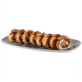 Chrupiące uramaki łosoś teriyaki