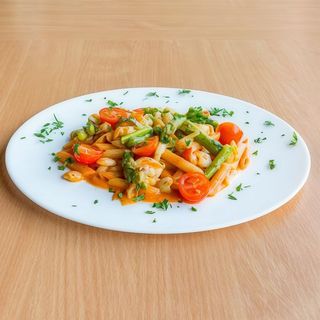 Penne Gamberi e Asparagi