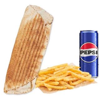 Doner Rollo Male with cheese, fries plus .33l pepsi