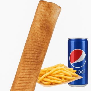 Doner Rollo Mega Samo mieso, fries plus 0.33l pepsi