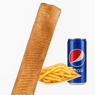 Doner Rollo Mega with cheese, fries plus .33l Pepsi