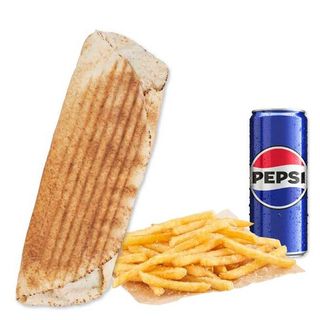 Doner Small Rollo, fries plus 0.33l pepsi