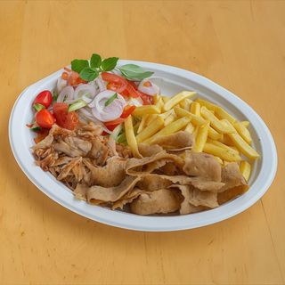 Kebap z frytkami i ryżem