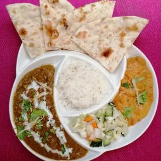 Lunch vege środa - PALAK PANEER + CHANNA MASALA + LUNCH NAAN +LUNCH RICE+ LUNCH SALAD