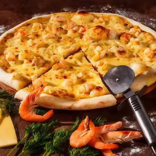Pizza z krewetkami mega 60 cm.